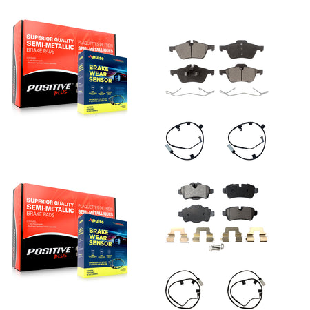 Front Rear Semi-Metallic Disc Brake Pads And Wear Sensors Kit For Mini Cooper KPW-100225