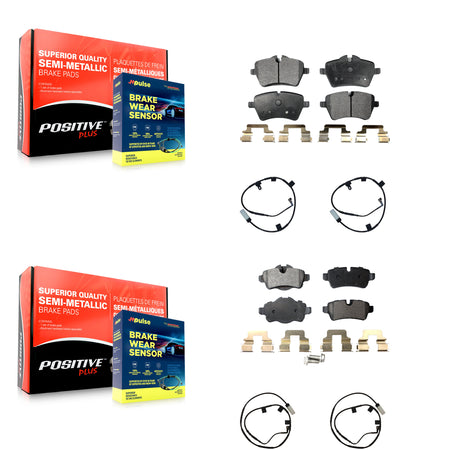 Front Rear Semi-Metallic Disc Brake Pads And Wear Sensors Kit For Mini Cooper KPW-100226