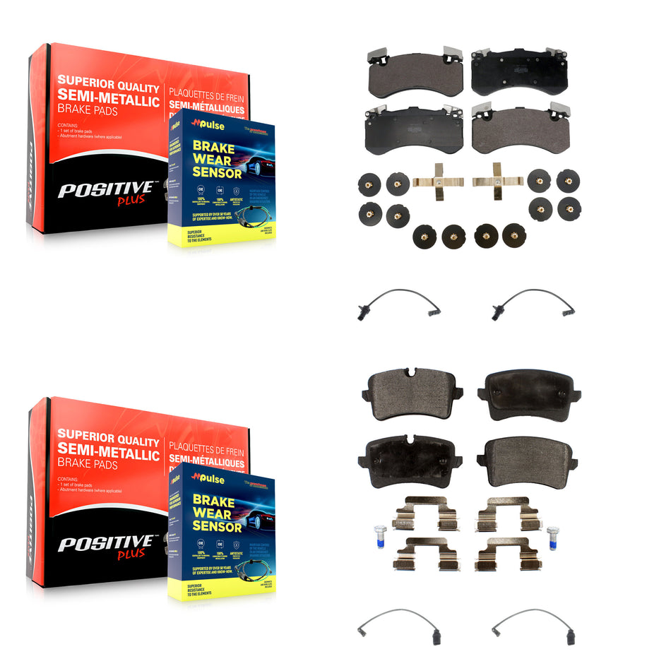 Front Rear Semi-Metallic Disc Brake Pads And Wear Sensors Kit For Audi S6 S7 KPW-100238