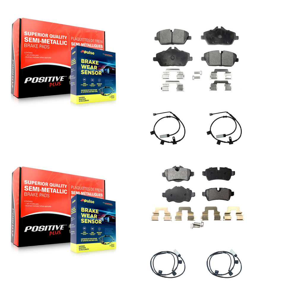 Front Rear Semi-Metallic Disc Brake Pads And Wear Sensors Kit For Mini Cooper 1.6L KPW-100245