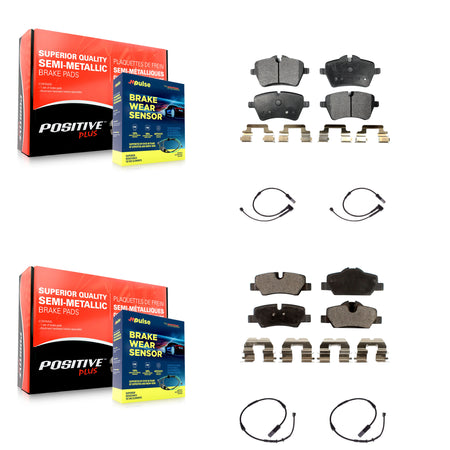 Front Rear Semi-Metallic Disc Brake Pads And Wear Sensors Kit For Mini Cooper KPW-100249