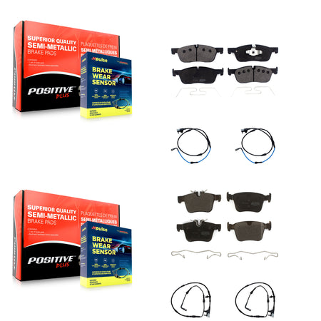 Front Rear Semi-Metallic Disc Brake Pads And Wear Sensors Kit For Jaguar XE XF KPW-100255