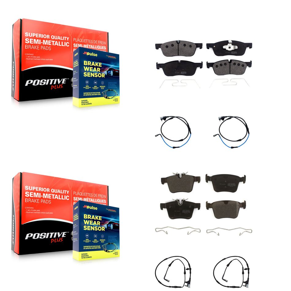 Front Rear Semi-Metallic Disc Brake Pads And Wear Sensors Kit For Jaguar XE XF KPW-100255