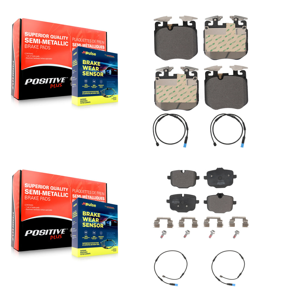Front Rear Semi-Metallic Disc Brake Pads And Wear Sensors Kit For BMW X5 X7 X6 KPW-100261
