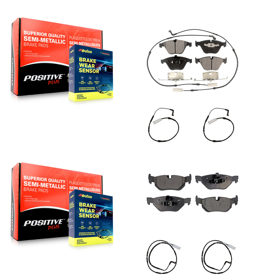 Front Rear Semi-Metallic Disc Brake Pads And Extra Wear Sensors Kit For BMW 323i 328i KPW-100267