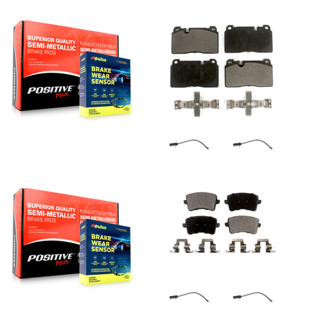 Front Rear Semi-Metallic Disc Brake Pads And Wear Sensors Kit For Audi Q5 To 5 3 2015 KPW-100280