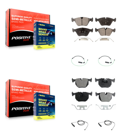 Front Rear Semi-Metallic Disc Brake Pad And Wear Sensor Kit For BMW 330Ci 330i 330xi 3.0L KPW-100286