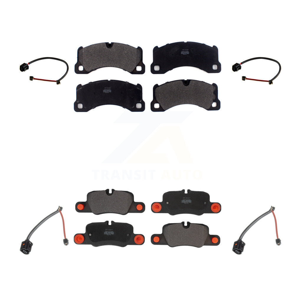 Front Rear Semi-Metallic Disc Brake Pads And Wear Sensors Kit For Porsche Panamera KPW-100317