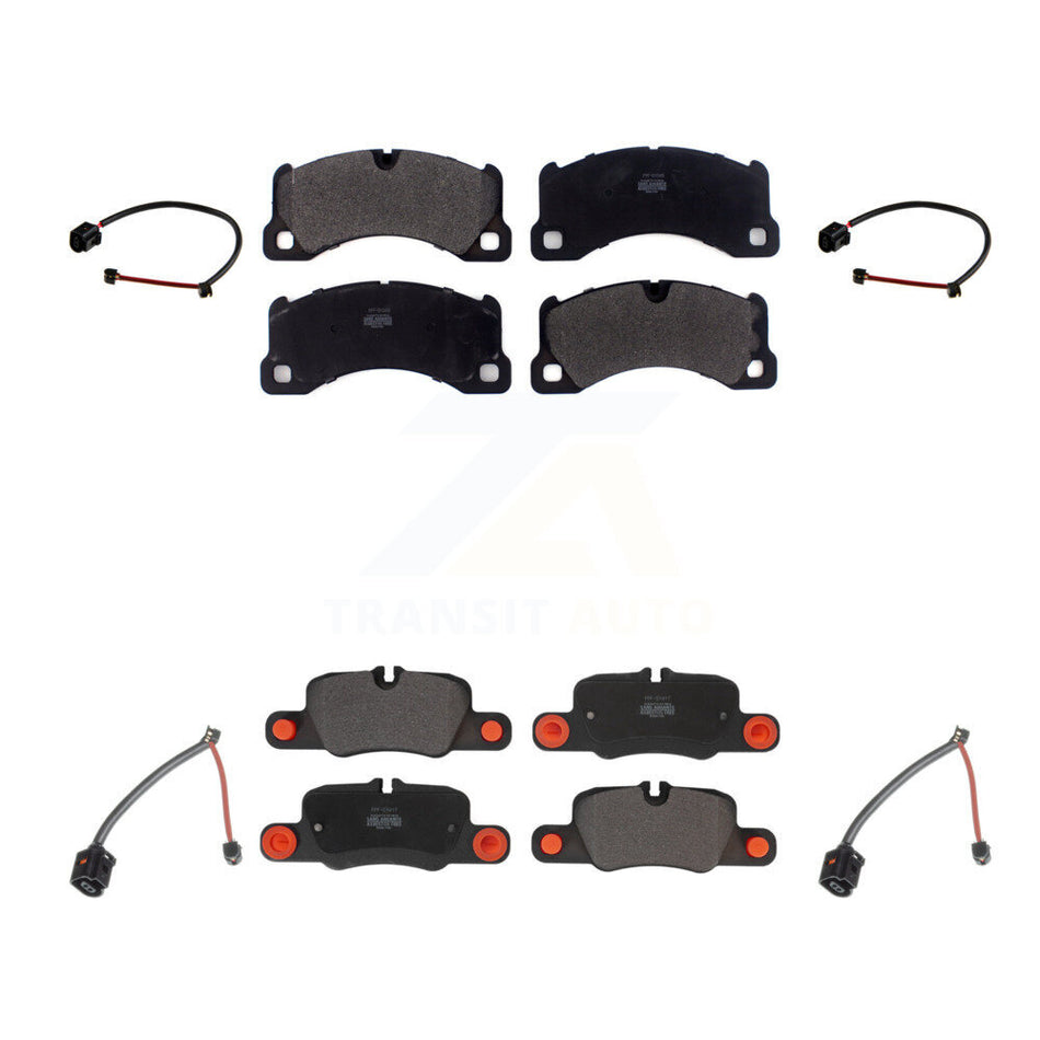Front Rear Semi-Metallic Disc Brake Pads And Wear Sensors Kit For Porsche Panamera KPW-100317