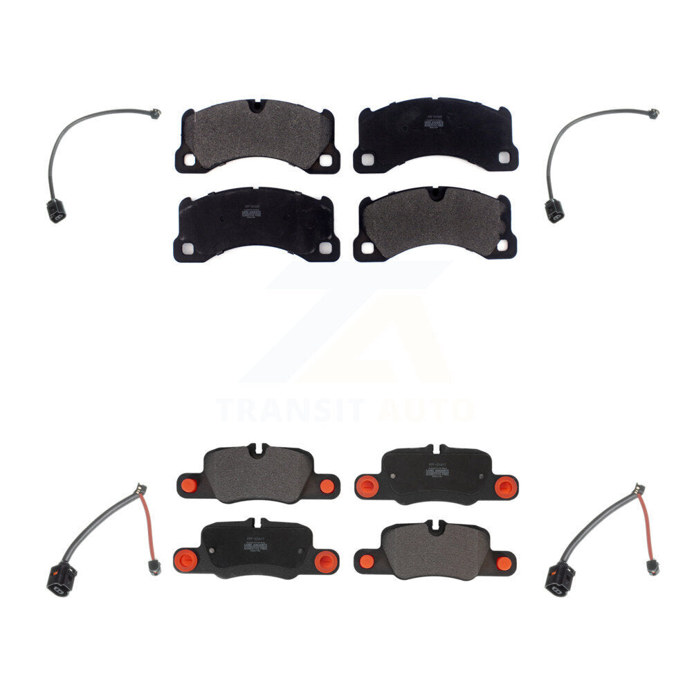 Front Rear Semi-Metallic Disc Brake Pads And Wear Sensors Kit For Porsche Panamera KPW-100318
