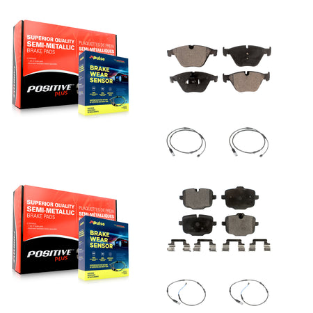 Front Rear Semi-Metallic Brake Pads & Wear Sensor Kit For BMW 535i 640i Gran Coupe xDrive KPW-100320