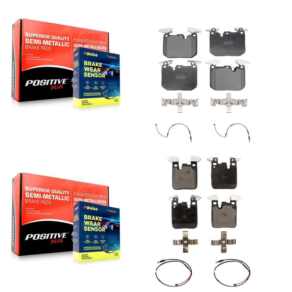 Front Rear Semi-Metallic Disc Brake Pads And Wear Sensors Kit For BMW M3 M2 KPW-100324
