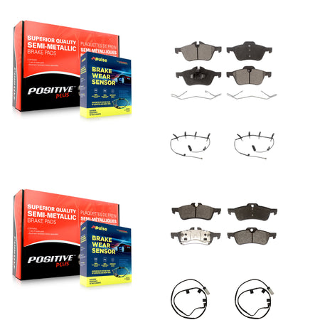 Front Rear Semi-Metallic Disc Brake Pads And Wear Sensors Kit For 2006 Mini Cooper 1.6L KPW-100326
