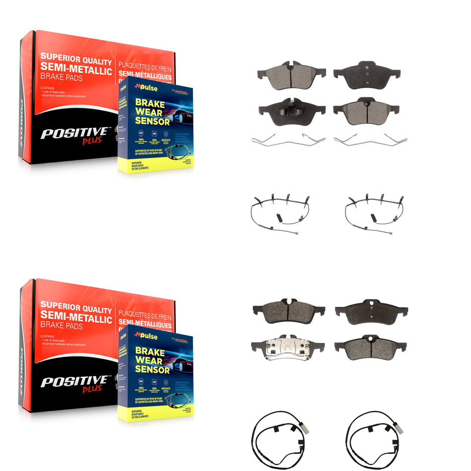 Front Rear Semi-Metallic Disc Brake Pads And Wear Sensors Kit For 2006 Mini Cooper 1.6L KPW-100326
