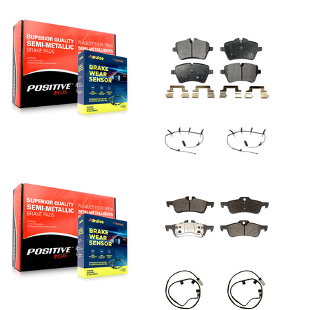 Front Rear Semi-Metallic Disc Brake Pads And Wear Sensors Kit For 2006 Mini Cooper 1.6L KPW-100327