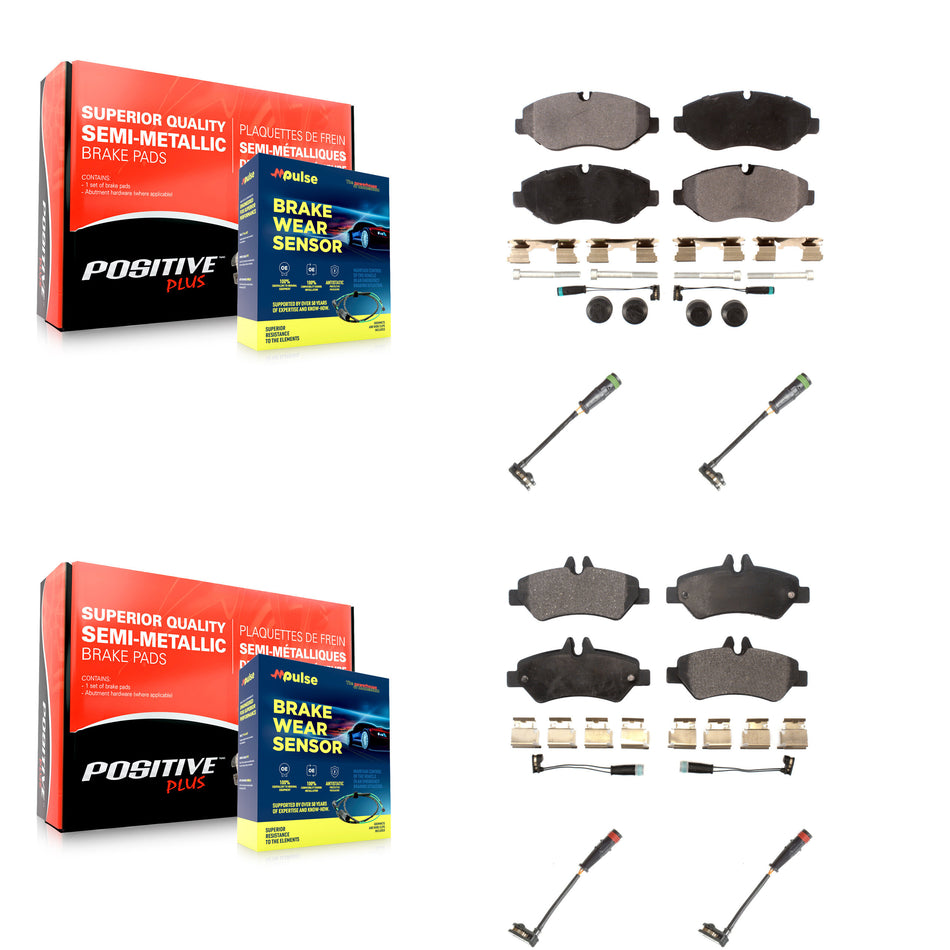 Front Rear Semi-Metallic Brake Pads Extra Wear Sensor Kit For Sprinter 2500 Mercedes-Benz KPW-100328