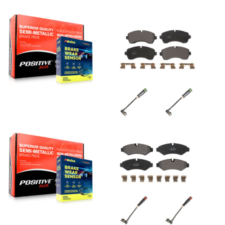 Front Rear Semi-Metallic Brake Pad & Wear Sensor Kit For Mercedes-Benz Sprinter 2500 1500 KPW-100333