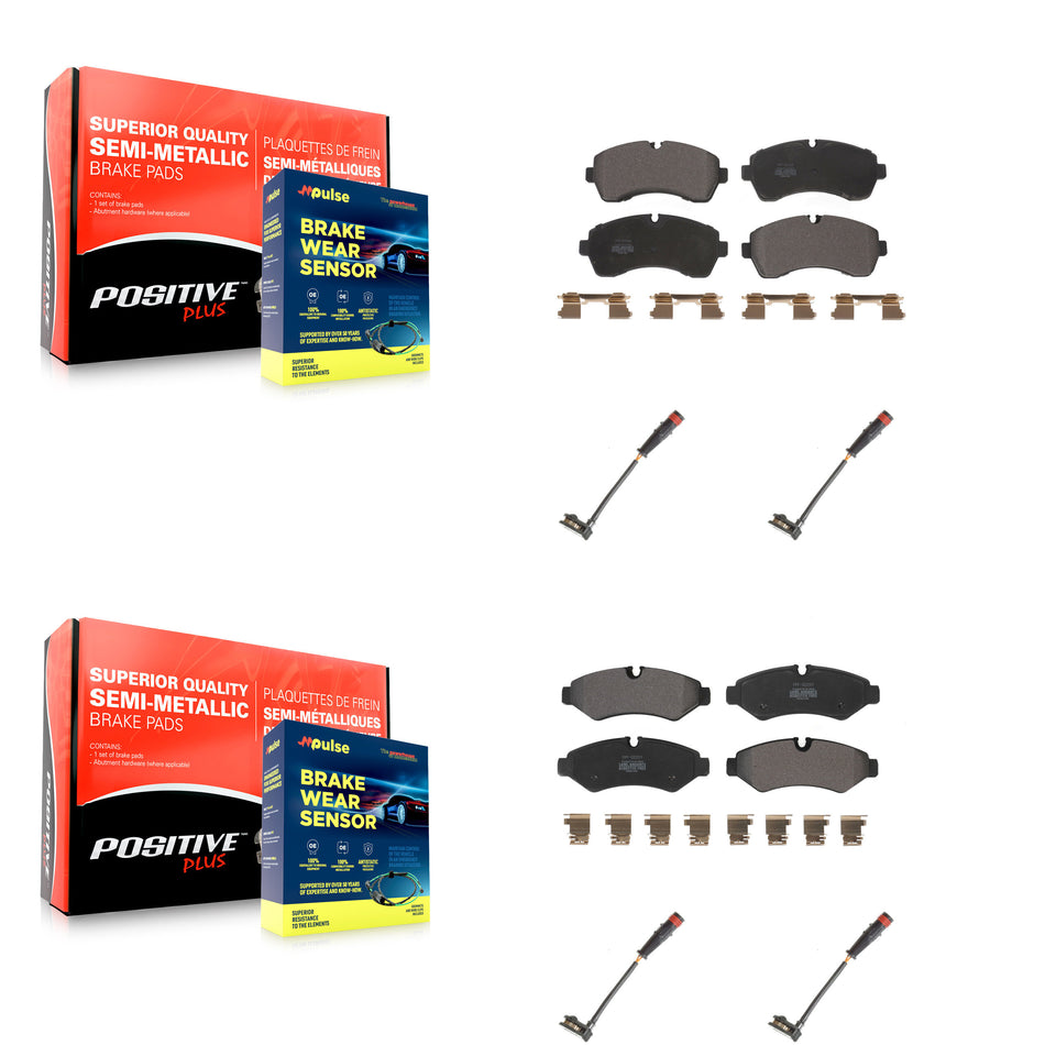 Front Rear Semi-Metallic Brake Pad & Wear Sensor Kit For Mercedes-Benz Sprinter 2500 1500 KPW-100334