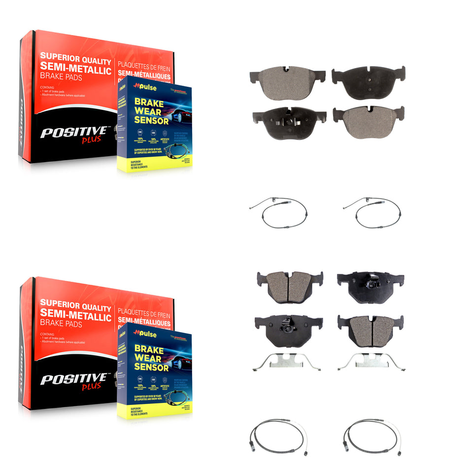 Front Rear Semi-Metallic Disc Brake Pads And Wear Sensors Kit For BMW X5 X6 KPW-100340