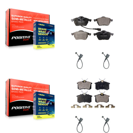 Front Rear Semi-Metallic Disc Brake Pads Extra Wear Sensor Kit For 2003-2006 Audi TT 1.8L KPW-100343