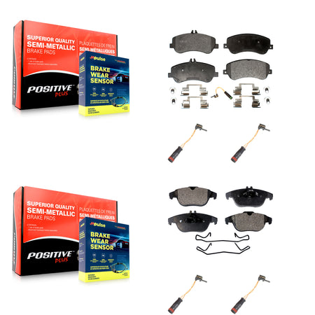 Front Rear Semi-Metallic Brake Pads Extra Wear Sensor Kit For Mercedes-Benz GLK350 GLK250 KPW-100348