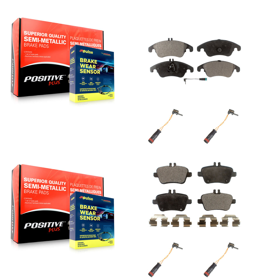 Front Rear Semi-Metallic Disc Brake Pads & Extra Wear Sensor Kit For Mercedes-Benz SLK350 KPW-100350