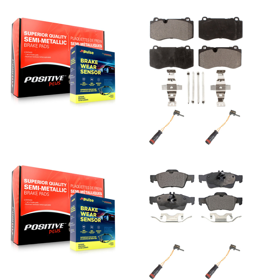 Front Rear Semi-Metallic Brake Pad Wear Sensor Kit For 2007-2008 Mercedes-Benz SL550 5.5L KPW-100352