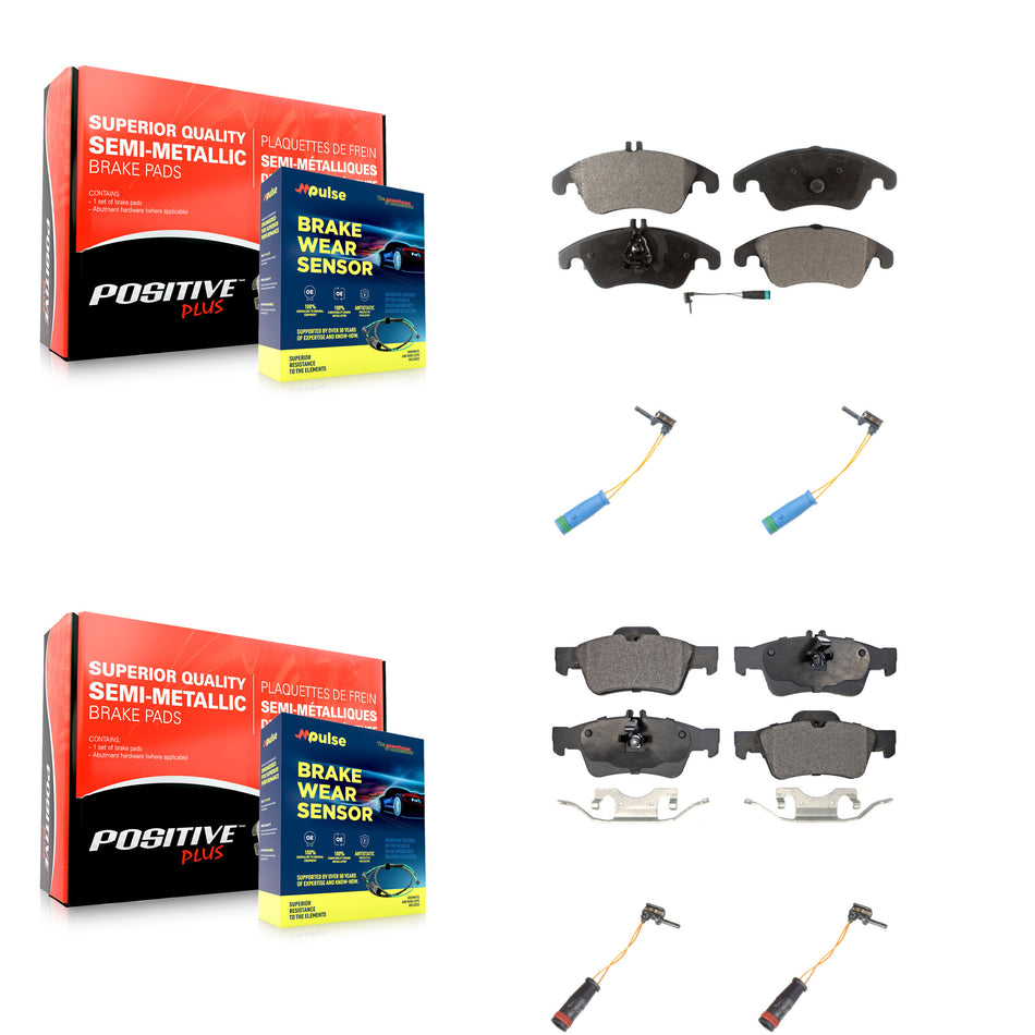 Front Rear Semi-Metallic Disc Brake Pads And Extra Wear Sensor Kit For Mercedes-Benz E400 KPW-100355