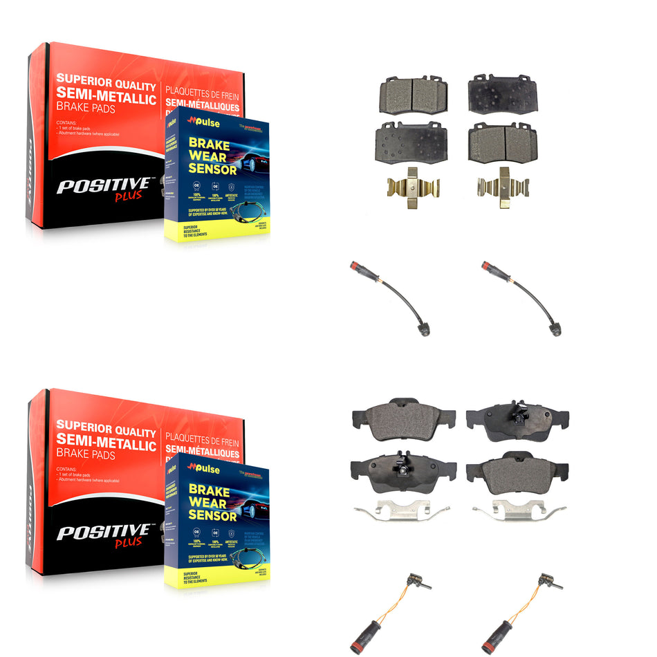 Front Rear Semi-Metallic Brake Pad Wear Sensor Kit For 2003-2006 Mercedes-Benz SL500 5.0L KPW-100362