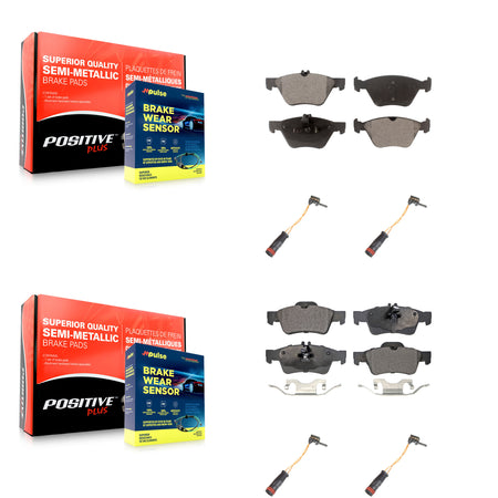 Front Rear Semi-Metallic Disc Brake Pads And Wear Sensors Kit For Mercedes-Benz E350 E300 KPW-100363
