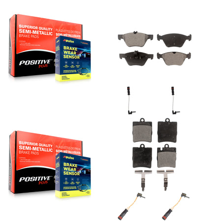Front Rear Semi-Metallic Disc Brake Pads And Wear Sensors Kit For Mercedes-Benz CLK320 KPW-100367