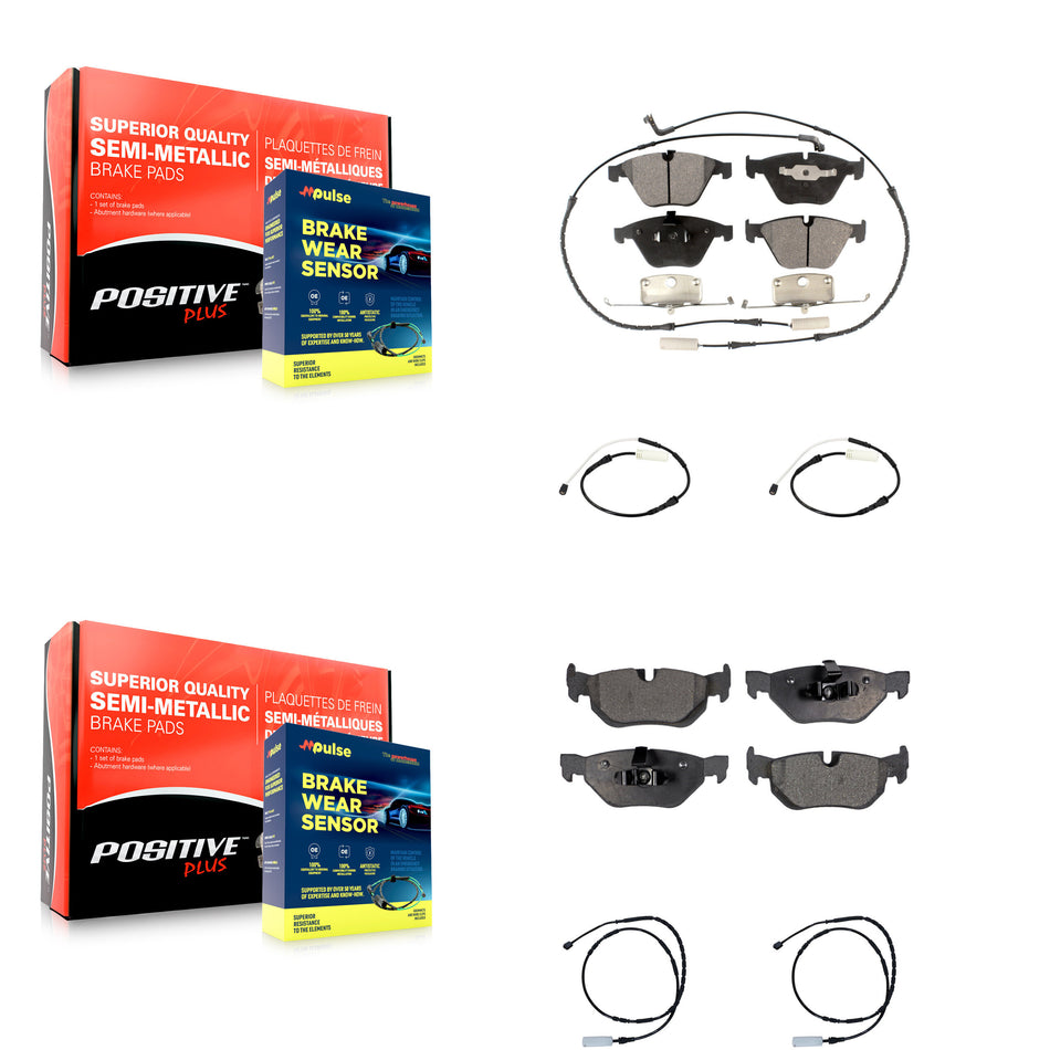 Front Rear Semi-Metallic Disc Brake Pads And Extra Wear Sensors Kit For BMW 328i xDrive KPW-100380