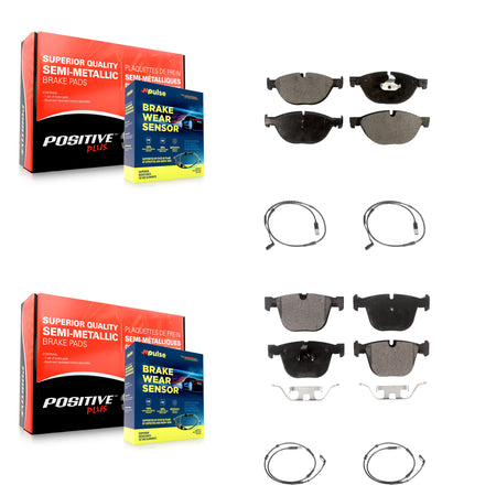 Front Rear Semi-Metallic Disc Brake Pads And Wear Sensors Kit For 2009 BMW 750i 750Li KPW-100388