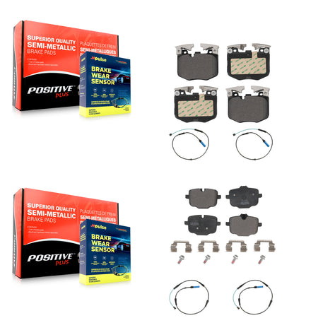 Front Rear Semi-Metallic Brake Pad And Wear Sensor Kit For BMW 530i xDrive 540i 750i 740e KPW-100394