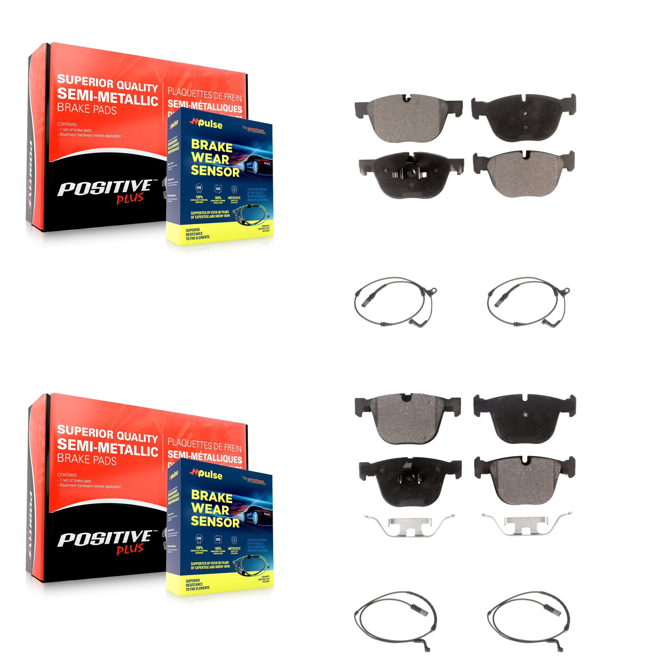 Front Rear Semi-Metallic Disc Brake Pads And Wear Sensors Kit For BMW X5 X6 KPW-100400
