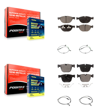 Front Rear Semi-Metallic Disc Brake Pads & Wear Sensor Kit For BMW X6 xDrive50i with 4.4L KPW-100401