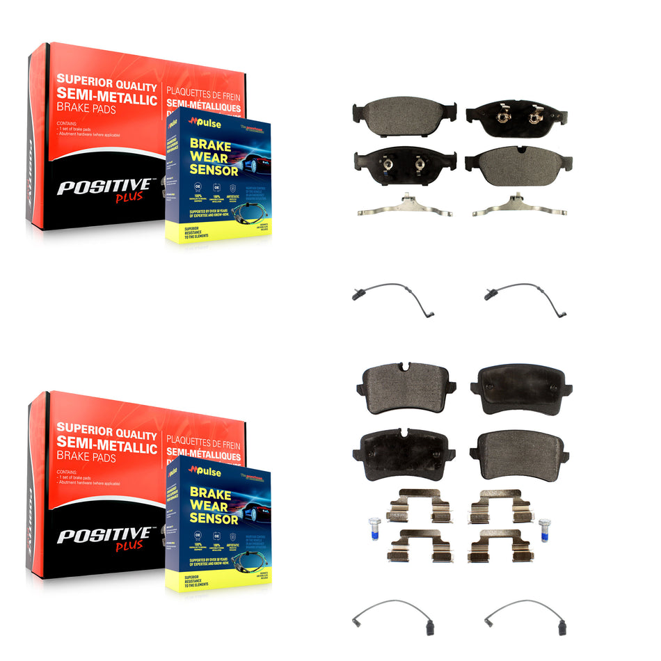 Front Rear Semi-Metallic Disc Brake Pads And Wear Sensors Kit For Audi A6 Quattro A7 KPW-100407