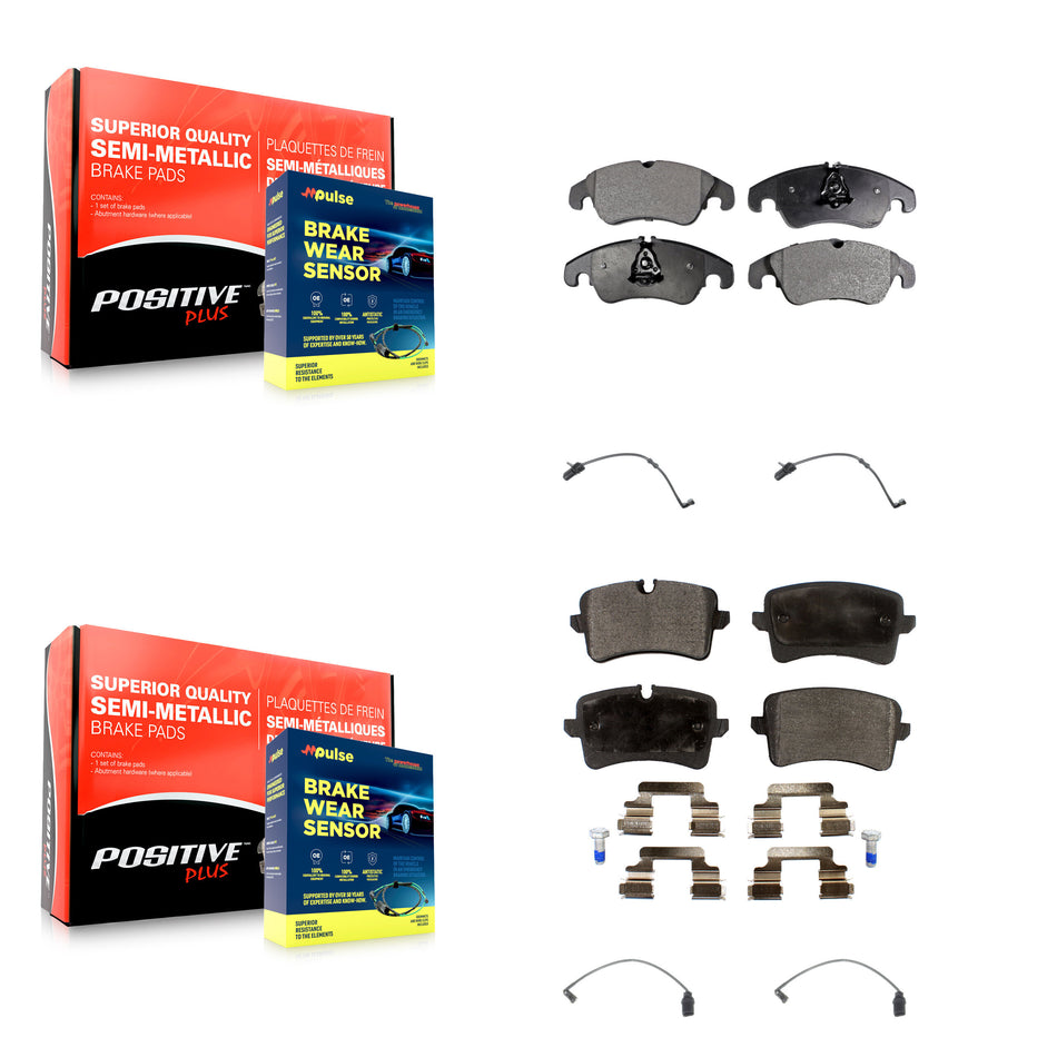 Front Rear Semi-Metallic Disc Brake Pads And Wear Sensors Kit For Audi A7 Quattro A6 KPW-100408