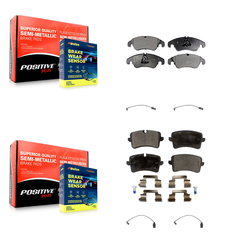 Front Rear Semi-Metallic Disc Brake Pads And Wear Sensors Kit For Audi A6 Quattro KPW-100409