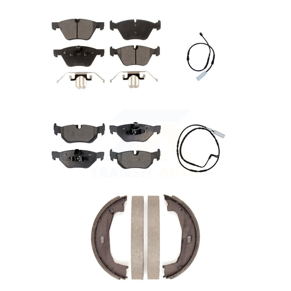 Front Rear Semi-Metallic Disc Brake Pads And Wear Sensors Kit (5Pc) For BMW 128i 3.0L KPW-100435