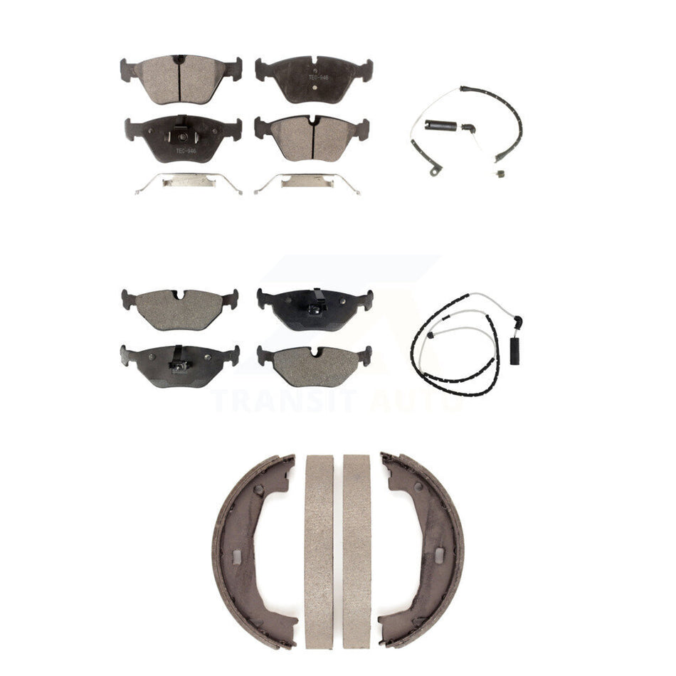 Front Rear Semi-Metallic Disc Brake Pads And Wear Sensors Kit (5Pc) For BMW Z4 KPW-100444