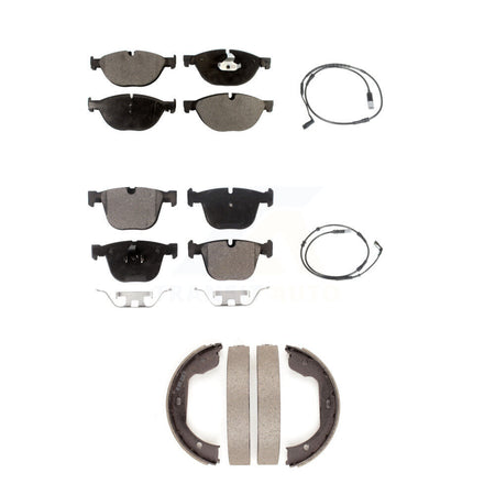 Front Rear Semi-Metallic Disc Brake Pad And Wear Sensor Kit (5Pc) For 2009 BMW 750i 750Li KPW-100452