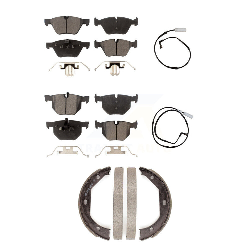 Front Rear Semi-Metallic Disc Brake Pads And Wear Sensors Kit (5Pc) For 2006 BMW 330i KPW-100476