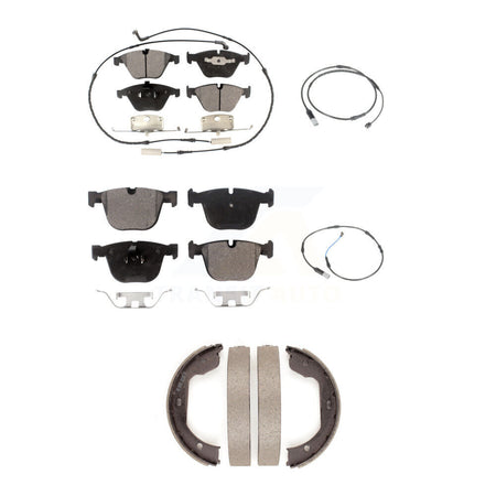 Front Rear Semi-Metallic Disc Brake Pads And Extra Wear Sensors Kit (5Pc) For BMW 535i KPW-100477