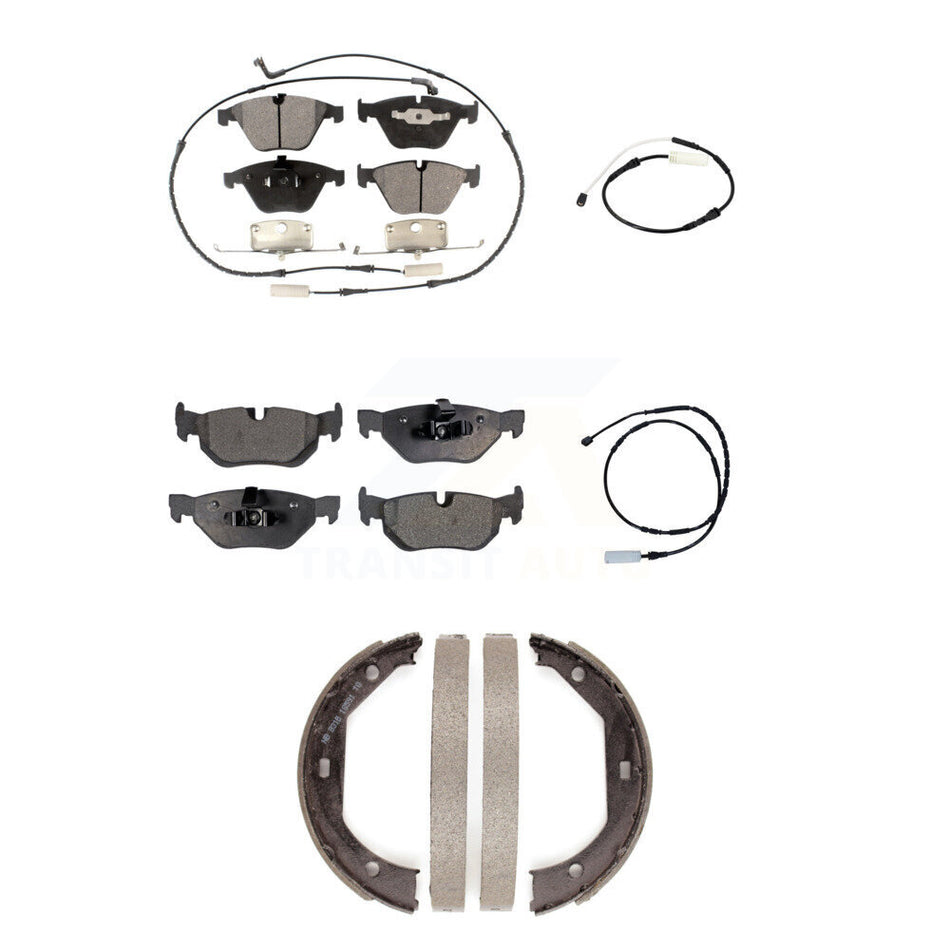 Front Rear Semi-Metallic Disc Brake Pad & Extra Wear Sensor Kit (5Pc) For BMW 328i xDrive KPW-100489