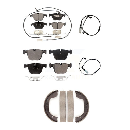Front Rear Semi-Metallic Brake Pads & Extra Wear Sensor Kit (5Pc) For BMW 550i 545i 645Ci KPW-100491