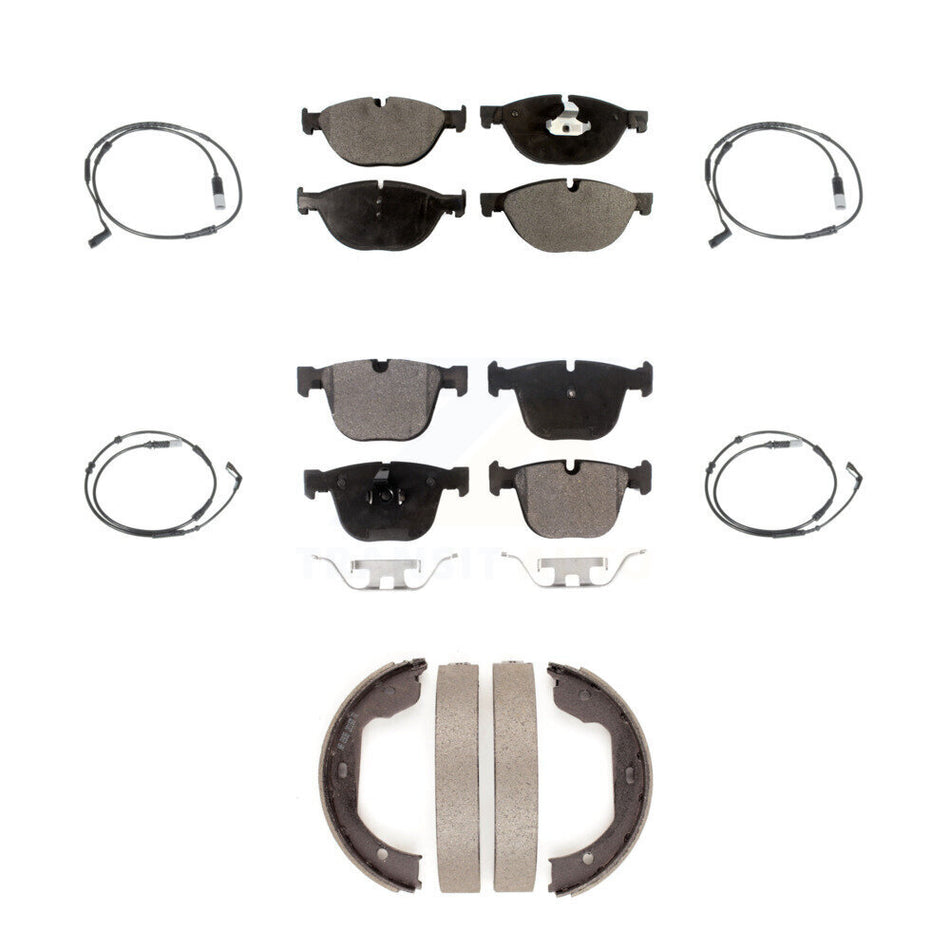 Front Rear Semi-Metallic Disc Brake Pad And Wear Sensor Kit (7Pc) For 2009 BMW 750i 750Li KPW-100501