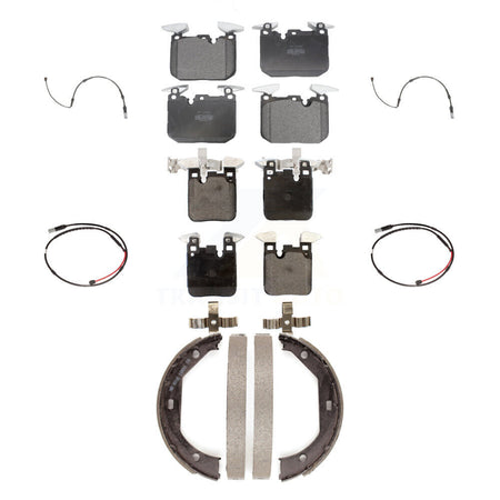 Front Rear Semi-Metallic Disc Brake Pads And Wear Sensors Kit (7Pc) For BMW M3 M2 KPW-100517