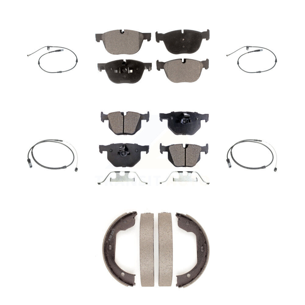 Front Rear Semi-Metallic Disc Brake Pads And Wear Sensors Kit (7Pc) For BMW X5 X6 KPW-100523