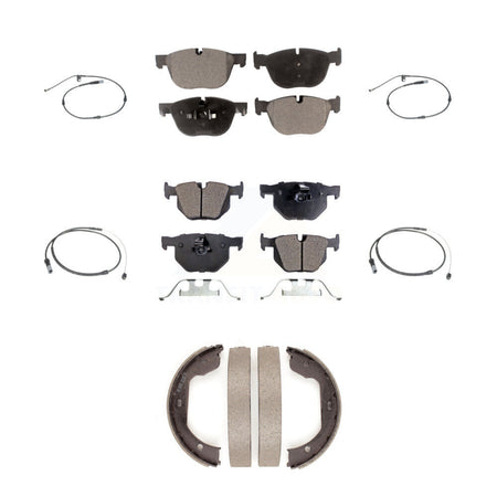 Front Rear Semi-Metallic Disc Brake Pads And Wear Sensors Kit (7Pc) For BMW X5 X6 KPW-100523
